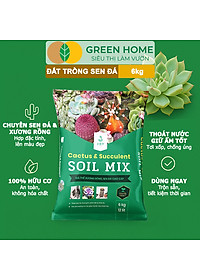 Đất Trồng Sen Đá Greenhome, Soil Mix, Bao 6kg, Trộn Sẵn, 85% Đá Khoáng, Phát Rễ Nhanh, Lên Màu Nhanh, Thoát Nước Tốt