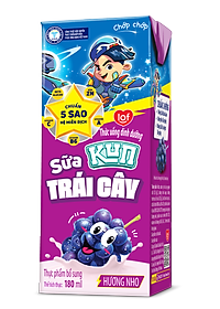 Thùng 48 Hộp Sữa Trái Cây Hương Nho KUN 180ml/hộp(thẻ cào)