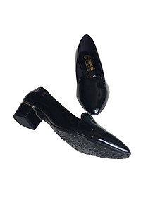 Giày cao gót nữ cao 3cm đen Trường Hải da bóng đế vuông CGN124