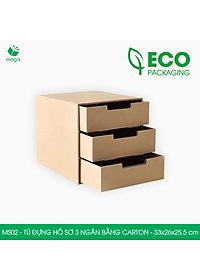 MS02 - 33x26x25.5 cm - Tủ đựng hồ sơ 3 ngăn bằng carton