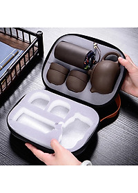 Bộ Bình Trà Tử Sa Mini Có Túi Đựng Đi Du Lịch Tiện Lợi Thích Hợp 2 - 4 Người Dùng Gồm 1 Ấm Trà, 4 Tách, 1 Bình Đựng Trà - Hàng chính hãng 