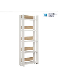 Kệ Sách 5 Tầng Màu Trắng Phối Vân Gỗ Đẹp Tinh Tế SIB Decor KSG23