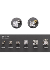 Bông Tai Nam Nữ Đá Vuông Phong Cách Unisex Chất Liệu Thép Titan Ko Rỉ TT 0860 - 1 Cặp