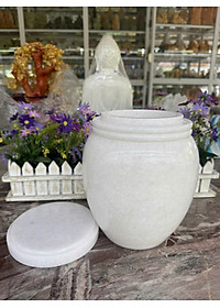 Hủ đưng tro cốt đá cẩm thạch trắng - Cao 25 cm