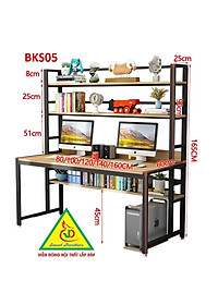 Bàn làm việc, bàn học khung sắt mặt gỗ BKS05 - Nội thất lắp ráp Viendong Adv