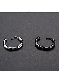 KHUYÊN TRÒN TRƠN, loại DÀY chuẩn, titan không gỉ, unisex, bông tai nam