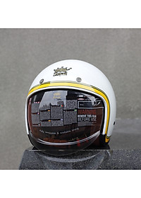 Nón bảo hiểm Royal M139 kính âm V10 trắng line vàng