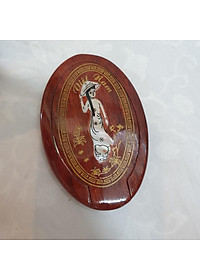 Gương gỗ trang điểm mini khảm xà cừ hình cô gái áo dài Việt Nam