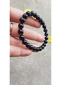 Vòng tay nữ thạch anh tóc đen dầy kín tự nhiên size hạt 8mm màu đen đậm bóng đẹp hợp mệnh thủy mệnh Mộc đeo đẹp may mắn hợp mệnh tuổi tốt sức khỏe công việc ạ