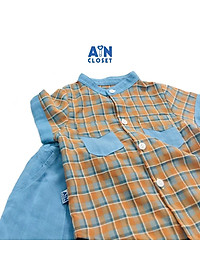 Bộ quần áo ngắn bé trai họa tiết Sơ mi caro xanh cotton - AICDBTD5HE7V - AIN Closet