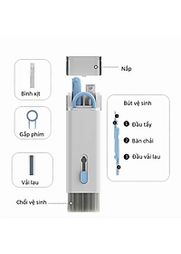 Bộ dụng cụ vệ sinh bàn phím máy tính, laptop, máy ảnh, tai nghe đa năng 7in1 nhỏ gọn tiện lợi, dễ dàng mang theo - Hàng chính hãng