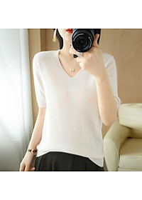 - Áo len dệt kim tay lỡ cổ tim chữ V mẫu 2022