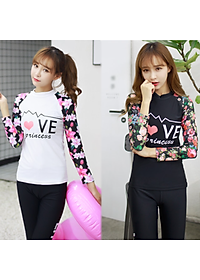 Đồ Bơi Hai Mảnh Nữ Tay Dài Quần Dài Họa Tiết Lovely Và Hoa Xinh AT228 MayHomes Long Sleeves And Long Pants Women Swimwear With UPF 50 Sun Protection