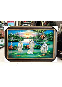  { SIÊU SALE } Tranh Sơn Mài - PHÚC LỘC THỌ | Khảm Cừ Cao Cấp | Size 50x80 cm