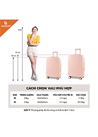 Vali du lịch thời trang Bamozo 8812 size 20/24 , vali nhựa kéo được bảo hành 5 năm.