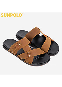 Dép Nam, Dép Quai Ngang Nam Da Bò SUNPOLO SNA101 Trẻ trung (Đen, Nâu bò)