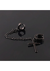 Bông Tai Nam Nữ Dây Xích Thánh Giá Đeo 2 Lỗ Chất Liệu Thép Titan Ko Rỉ TT 2010 - 1 Chiếc