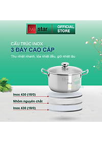 Bộ nồi xửng Fivestar 4 món nắp kính tặng 2 vá canh
