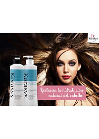 Bộ dầu gội/xả Kerasys Moisture cân bằng độ ẩm cho tóc xơ rồi Hàn Quốc (2x600ml) tặng kèm móc khoá