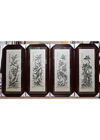 Tranh dân gian Đông Hồ- Bộ tứ quý TÙNG CÚC HỒNG MAI