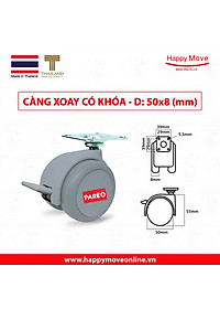 Bộ 4 bánh xe càng xoay có khóa 38-50mm cho ghế/bàn xoay văn phòng nội thất - tải 40kg - Happy Move Thái Lan