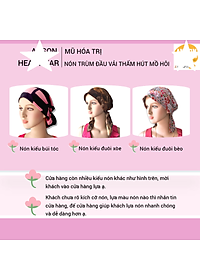 Nón hóa trị vải mềm mát, hút mồ hôi, bệnh nhân ung thư, chemo hat, cancer hat, nón trùm đầu, mũ vải [KIỂU ĐUÔI XÒE-CAM ĐEN HỌA TIẾT]