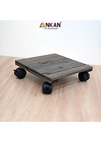 Đế Lót Chậu Cây Có Bánh Xe Thương Hiệu ANKAN, Đế Để Chậu Cây, Mặt Vuông Bằng Gỗ Tràm, Màu Đen Đường Kính 30 Cm, Tải Trọng 80kg - Hàng Xuất Khẩu