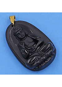 Mặt dây chuyền phật A Di Đà thạch anh đen 5cm - phật bản mệnh tuổi Tuất, Hợi