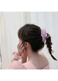 Dây buộc tóc Scrunchies đính bướm nổi dễ thương HD85