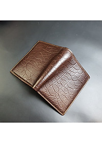 [Da thật] Ví nam da bò vân da voi, Ví đứng nam da thật WS114 (Nâu) - 100% da bò thật, BH 3 năm