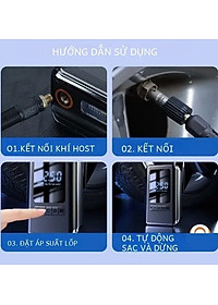 Máy Bơm Lốp Xe Máy Xe Đạp Không Dây Thế Hệ Mới 2025 150PSI LED Display Nhỏ Gọn Mạnh Mẽ Tự Động Ngắt Khi Đủ Hơi