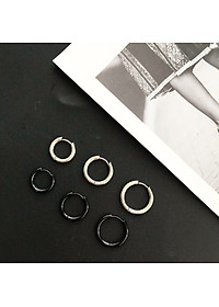 KHUYÊN TRÒN TRƠN, loại DÀY chuẩn, titan không gỉ, unisex, bông tai nam