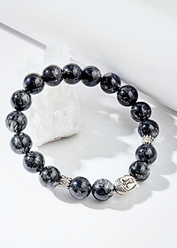 Vòng tay thạch anh tóc đen charm phật bạc Ngọc Quý Gemstones