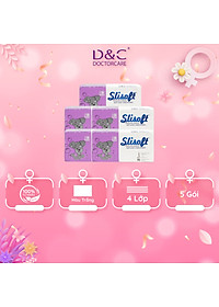 Combo 5 Giấy ăn Slisoft Trắng tự nhiên đa năng,khăn giấy rút không chất tẩy trắng an toàn cho cả gia đình