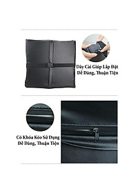 Đệm Tựa Lưng Massage bọc da trên xe oto- Màu Đen Chỉ Đỏ