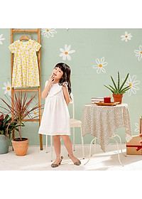Váy đầm bé gái thêu chìm màu trắng vải xô đũi mềm mịn mát hàng thiết kế hè thu MamLa