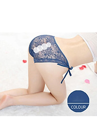 Quần lót ren nữ xuyên thấu sexy buộc dây sườn - Xanh lam
