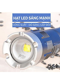 Đèn pin siêu sáng P70 độ sáng 1500lumen chống nước vỏ nhôm tản nhiệt có thể sạc tuổi thọ pin dài dung lượng lớn 5000mah