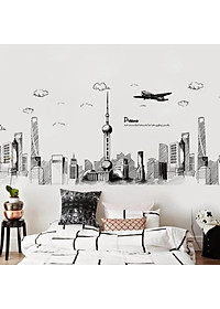 Decal dán tường kết hợp Bầu trời đêm Dubai XH5206+xc9001+xc9002 [ Size Lớn ] 