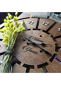 Đồng hồ gỗ treo tường chất liệu gỗ máy kim trôi thiết kế decor trang trí nhà và quán cafe