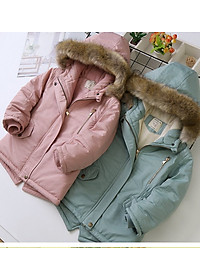 Áo khoác Parka lót lông cừu bé gái 4-14 tuổi
