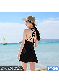 Bộ bơi một mảnh nữ dáng váy lưng trần quyến rũ, chất thun bơi lạnh Lycra dày dặn mịn đẹp, áo tắm liền thân gợi cảm dễ mặc | KT098