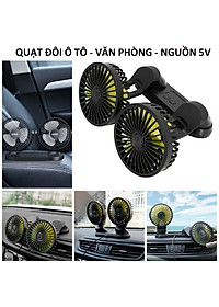 Quạt ô tô thông minh, quạt đôi đa năng xe hơi 12v, 24v xoay 360 tiện ích cao cấp mẫu mới loại tốt gió mạnh, phụ kiện ô tô