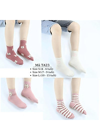 Tất cho bé gái 4 - 12 tuổi màu hồng thun co giãn thoáng khí vớ cổ cao dài cute dễ thương phù hợp trẻ em học sinh nữ TA23