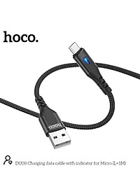 Cáp Sạc Micro-USB Có Đèn Cho Android, Samsung,... Hoco DU08 1M/2M, Cáp Dây Dù Siêu Bền, Sạc Nhanh 2.4 - Hàng Chính Hãng