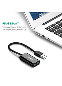 Dây USB 2.0 UGREEN US205 mở rộng sang đồng thời 2 cổng 3.5mm cho tai nghe + mic (DISABLE) - Hàng chính hãng