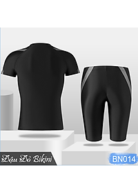 Bộ bơi nam cộc tay thời trang, quần sooc đùi khỏe khoắn, chất thun bơi chống nước dày dặn co giãn 4 chiều | BN014