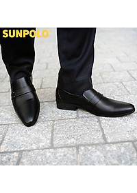 Giày tây nam da bò đế cao su SUNPOLO SKT116 phiên bản đen