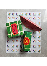 Set dưa hấu bánh chưng bánh tét trang trí tết bằng giấy