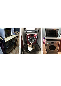 Kệ máy giặt 1 tầng KMG04 cho máy cửa trước, loại mặt gỗ chống nước, kiểu khung thép sơn tĩnh điện chống bong tróc, hàng được sản xuất tại Việt Nam